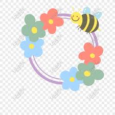 Jenis tanamah hias anggrek bulan. Kartun Tangan Ditarik Bunga Musim Semi Lebah Di Perbatasan Angin Png Grafik Gambar Unduh Gratis Lovepik