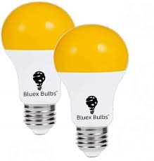 2 Pack Led Dusk To Dawn A19 Bug Light Bulbs Yellow Bulb Amber Light With Automatic Sensor Bulb Led Porch Lights Security Outdoor Bulb Auto On Off 2000k E26 500 Lumens By Bluex