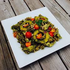 Roasted Delicata Squash With Cherry Tomato Pesto Rotini Recipe Tomato Pesto Delicata Squash Basil Pesto Pasta Recipe