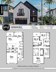 2 Story Modern Farmhouse Style Plan Mission Bay Narrow Lot House Plans Sims House Plans Narrow House Plans