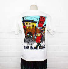 Vintage Adventure Of Tin Tin Blue Lotus Shirt White Xl Cartoon Comic Japanese X Large T Shirt By Nack4vintageshop On Neon Sweatshirts Lotus Shirt Lotus Tshirt