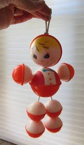Plastic Baby Rattle Crib Toy Taiwan Vintage Retro Clown Red White Fishing Bobbers Baby Toys Rattles Crib Toys Vintage Toys