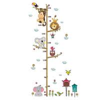 Removable Pvc Children Wall Stickers Large Cartoon Monkey Lion Height Growth Chart Decal For Kids Room Decoration