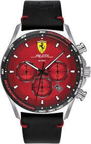 We also specialize in swarovski crystal montblanc pens, and luxury jewelry. Amazon Com Scuderia Ferrari Men S Pilota Evo Stainless Steel Quartz Watch With Leather Calfskin Strap Black 22 Model 0830713 Watches