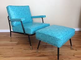 Exceptional Vintage Mid Century Modern Mcm Retro Teal Vinyl Arm Chair Ottoman Oversized Chair Living Room Chair And Ottoman Lounge Chairs Living Room