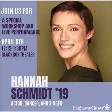 We're thrilled to welcome Hannah Schmidt '19 back to Hathaway Brown for a  special visit
