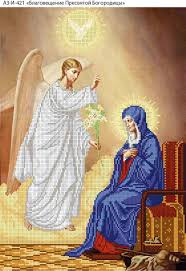 Основой иконографии для данной иконы стал евангельский текст о явлении богородице архангела гавриила с. Kupit A3 I 421 Shema Dlya Vyshivki Biserom Ikona Blagoveshenie Presvyatoj Bogorodicy Mamino Lukoshko