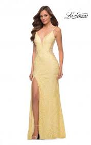 White prom dress with yellow flowers. Yellow Prom Dresses La Femme