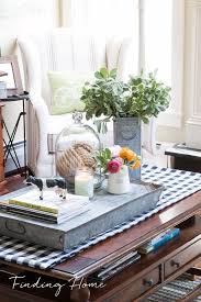 Welcome Spring With A Beautiful Buffalo Plaid Table Runner On A Coffee Table Fr Coffee Table Farmhouse Farmhouse Coffee Table Decor Farmhouse Style Decorating