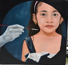 I am always trying to learn something new. This painting is one of a series  of large square portaits that I am working on. It is 36”x36”