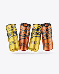 Four Matte Metallic Cans Mockup In Can Mockups On Yellow Images Object Mockups