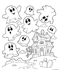 So click on one of the many haunted house printable pictures below and have a happy halloween. Halloween Haunted House Ghosts Coloring Pages Printable