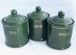 Check spelling or type a new query. Ceramic Canister Set Tea Coffee Sugar Canisters Vintage Kitchenware Containers Gree Ceramic Canister Set Tea Coffee Sugar Canisters Vintage Kitchenware