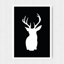 Black And White Deer Printable Black Deer Head Print Wall Print Wall Decor Black And White Deer Head Silhouette Printable Digita Deer Head Silhouette Wall Prints Modern Wall Art Prints