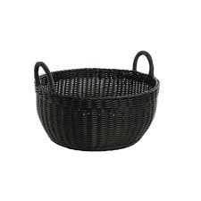Shop wayfair for all the best black wicker storage baskets. Expressly Hubert Round Black Polypropylene Basket With Handles 17 Dia X 8 H Wicker Baskets With Handles Plastic Basket With Handle Black Basket