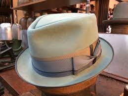Feather Weight Fur Felt Stingy Brim Telescope Fedora Hand Blocked And Hand Sewn Tri Tone Thunderbird Bow In Vintage G Fancy Hats Hats For Men Mens Dress Hats