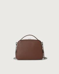 ORCIANI Chéri Soft leather hand mini bag with shoulder strap, color Cognac