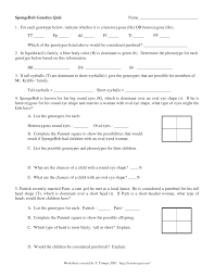 I already have the first part i need the other parts. Spongebob Genetics Quiz Name 1 For Each Genotype Below