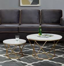Shop nesting coffee tables from ashley furniture homestore. Modern Bohemian Geometric Glass Nesting Coffee Table Set In White Marble Gold Walker Edison Af28clrgmg