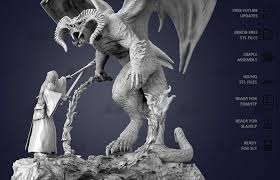 Gandalf Vs Balrog 3d Printed Model Stl 3d Printing Models In 2020 Balrog Gandalf Prints