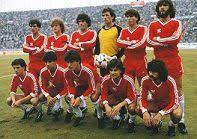 Olguín, domenech, pavoni, vidallé, villalba and batista. Argentinos Juniors Line Up At The 1985 Intercontinental Cup Soccer Field Intercontinental Junior