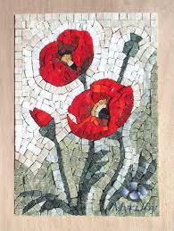 Mosaic Kit Diy Poppies Stained Glass Mosaic Tiles Mosaics Etsy In 2020 Mosaic Art Mosaic Artwork Glass Mosaic Art