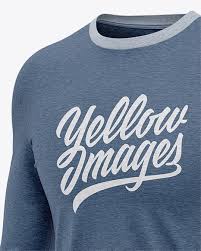 Download Men S Heather Long Sleeve T Shirt Front Half Side View In Apparel Mockups On Yellow Images Object Mockups