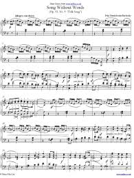 Folk Song From Mendelssohn S Song Without Words Op 53 No 5 Piano Sheet Music Classical Piano Music Sheet Music