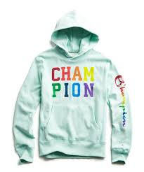 Champion Pride Stacked Logo Popover Hoodie In Minty Green In