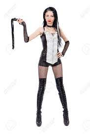 Sexy Domina Is Holdin A Whip Isolated On A White Background Stock Photo,  Picture and Royalty Free Image. Image 11318218.