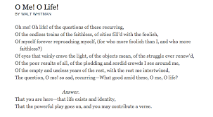 O Me O Life Walt Whitman Whitman Poems