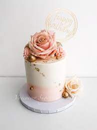 Cakes are available in pink, blue, or green. Simple Buttercream Fresh Flower Cake Fresh Flower Cake Elegant Birthday Cakes Buttercream Birthday Cake