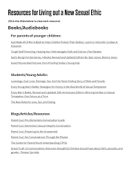 Resources for Living out a New Sexual Ethic