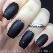 Nail art wasser aufkleber schwarz gänseblümchen blumen floral gel nagellack 024. Black Matter Nagellack Matt Schwarz Mit Orange Glitzer Vegan Etsy