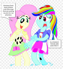 I don't know about this one i don't know who fluttershy would be good with honestly, she is different from the others. Eg Fluttershy And Rainbow Dash At The Lake By Comedyestudios Little Girl In Cute Belly Shirt Free Transparent Png Clipart Images Download