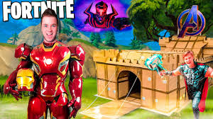 📦⛏ working fortnite traps, launch pad & more! Fortnite Irl The Movie Marvel Avengers Vs Galactus Box Fort Youtube