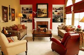 For example, a warm beige with hints of red is offset by rusty reds, earthy browns and touches of black, while certain blues complete a yellow beige. Red Living Rooms Design Ideas Decorations Photos