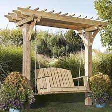 Easy Swinging Arbor With Swing Woodworking Plan From Wood Magazine Backyard Structures Pergola Patio Outdoor Backyard