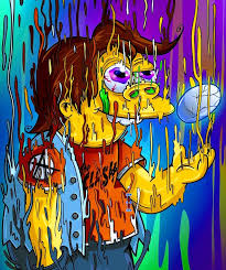 Melting Nelson The Simpsons Simpsons Art Simpsons Drawings Psychedelic Art Oil painting bart simpson cartoons wall art original art bart simpson liza homer marge maggie springfield yellow shorts gouache skateboard. melting nelson the simpsons simpsons