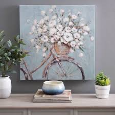 Blumenkorb Auf Fahrrad Leinwand Kunstdruck Malen Kunstmalerei Gemalde Auf Leinwand Blumenkorb