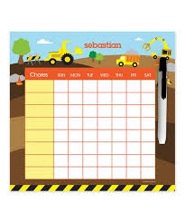 Spark Spark Construction Dry Erase Personalized Chore Chart
