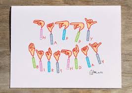 Birthday In Sign Language Asl Happy Birthday Candle Card 15l Etsy Happy Birthday Signs Sign Language Art Sign Language Gifts
