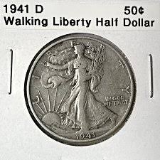 1941 d walking liberty half dollar coin value prices photos