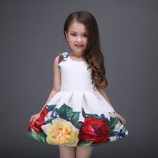 Spring Toddler White Rose Dress Girls Floral Dress Girls Cotton Dresses Kids Dress