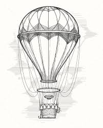 Retro Hot Air Balloon Sketch Hot Air Balloon Drawing Hot Air Balloons Art Hot Air Balloon Tattoo
