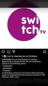 Последние твиты от twitch (@twitch). Internship Opportunity Open At Switch Tv Opportunities For Young Kenyans