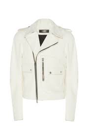 Amiri D Pocket Leather Jacket In White Modesens Leather Jacket Jackets Leather