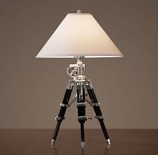 Royal Marine Tripod Table Lamp Polished Aluminum And Black Tripod Lamp Tripod Floor Lamps Table Lamp