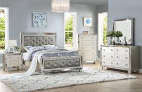 P9428 Queen Size Bed F9428q F4981 Poundex Modern Beds Mirrored Bedroom Furniture Bedroom Sets Queen Glam Bedroom Set