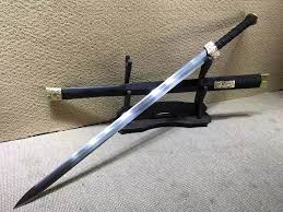Han Sword Damascus Steel Bade Black Scabbard Brass Fittings Length 41 Sword Knife Engraved Pocket Knives